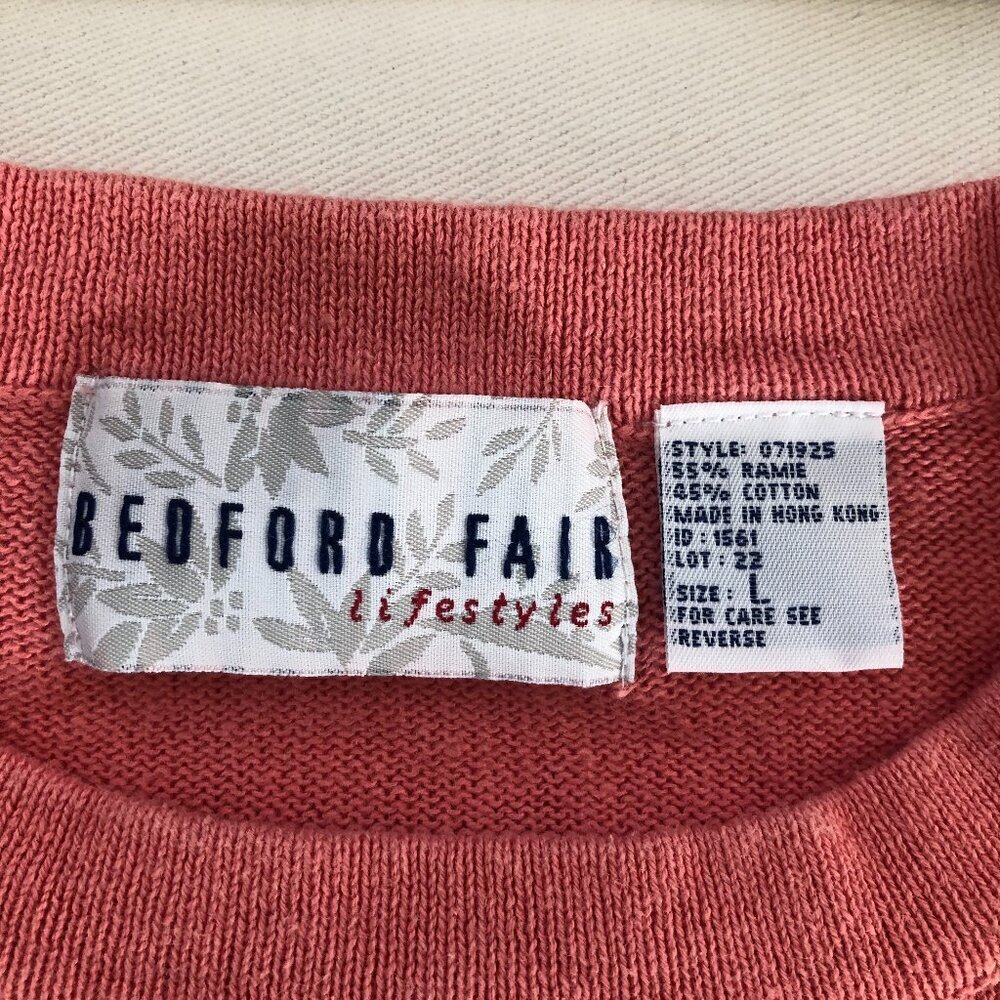 Bedford Fair Vintage Short Sleeve Cotton Sweater Large - Picture 2 of 7